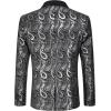COOFANDY Mens Floral Tuxedo Jacket Paisley Shawl Lapel Suit Blazer Jacket for Dinner,Prom,Wedding(Blacksilver)