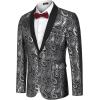 COOFANDY Mens Floral Tuxedo Jacket Paisley Shawl Lapel Suit Blazer Jacket for Dinner,Prom,Wedding(Blacksilver)