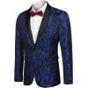 COOFANDY Mens Floral Tuxedo Jacket Paisley Shawl Lapel Suit Blazer Jacket for Dinner,Prom,Wedding(Blue)