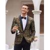 COOFANDY Mens Floral Tuxedo Jacket Paisley Shawl Lapel Suit Blazer Jacket for Dinner,Prom,Wedding(Golden)