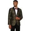 COOFANDY Mens Floral Tuxedo Jacket Paisley Shawl Lapel Suit Blazer Jacket for Dinner,Prom,Wedding(Golden)