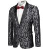 COOFANDY Mens Floral Tuxedo Jacket Paisley Shawl Lapel Suit Blazer Jacket for Dinner,Prom,Wedding(Grey)