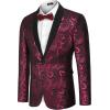 COOFANDY Mens Floral Tuxedo Jacket Paisley Shawl Lapel Suit Blazer Jacket for Dinner,Prom,Wedding(Pink)