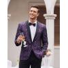 COOFANDY Mens Floral Tuxedo Jacket Paisley Shawl Lapel Suit Blazer Jacket for Dinner,Prom,Wedding(Purple)