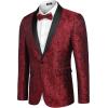 COOFANDY Mens Floral Tuxedo Jacket Paisley Shawl Lapel Suit Blazer Jacket for Dinner,Prom,Wedding(Red)