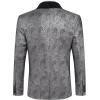 COOFANDY Mens Floral Tuxedo Jacket Paisley Shawl Lapel Suit Blazer Jacket for Dinner,Prom,Wedding(Silver)