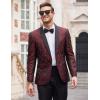 COOFANDY Mens Floral Tuxedo Jacket Paisley Shawl Lapel Suit Blazer Jacket for Dinner,Prom,Wedding(Wine Red)