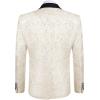 COOFANDY Mens Floral Tuxedo One Button Luxury Shiny Blazer Dinner Party Prom Wedding Suit Jacket(1 – Beige White)