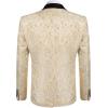 COOFANDY Mens Floral Tuxedo One Button Luxury Shiny Blazer Dinner Party Prom Wedding Suit Jacket(1 – Golden)