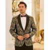 COOFANDY Mens Floral Tuxedo One Button Luxury Shiny Blazer Dinner Party Prom Wedding Suit Jacket(1 – Golden Yellow)