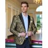 COOFANDY Mens Floral Tuxedo One Button Luxury Shiny Blazer Dinner Party Prom Wedding Suit Jacket(1 – Golden Yellow)
