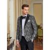 COOFANDY Mens Floral Tuxedo One Button Luxury Shiny Blazer Dinner Party Prom Wedding Suit Jacket(1 – Grey)