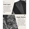 COOFANDY Mens Floral Tuxedo One Button Luxury Shiny Blazer Dinner Party Prom Wedding Suit Jacket(1 – Grey)