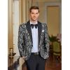 COOFANDY Mens Floral Tuxedo One Button Luxury Shiny Blazer Dinner Party Prom Wedding Suit Jacket(1 – Grey)