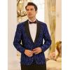 COOFANDY Mens Floral Tuxedo One Button Luxury Shiny Blazer Dinner Party Prom Wedding Suit Jacket(1 – Navy Blue)