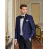 COOFANDY Mens Floral Tuxedo One Button Luxury Shiny Blazer Dinner Party Prom Wedding Suit Jacket(1 – Navy Blue)