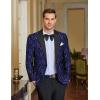 COOFANDY Mens Floral Tuxedo One Button Luxury Shiny Blazer Dinner Party Prom Wedding Suit Jacket(1 – Navy Blue)