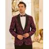 COOFANDY Mens Floral Tuxedo One Button Luxury Shiny Blazer Dinner Party Prom Wedding Suit Jacket(1 – Red)