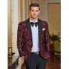 COOFANDY Mens Floral Tuxedo One Button Luxury Shiny Blazer Dinner Party Prom Wedding Suit Jacket(1 – Red)