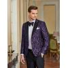 COOFANDY Mens Floral Tuxedo One Button Luxury Shiny Blazer Dinner Party Prom Wedding Suit Jacket(1- Purple)