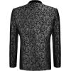 COOFANDY Mens Floral Tuxedo One Button Luxury Shiny Blazer Dinner Party Prom Wedding Suit Jacket(6 – Black)