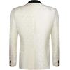 COOFANDY Mens Floral Tuxedo One Button Luxury Shiny Blazer Dinner Party Prom Wedding Suit Jacket(6 – White)