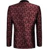 COOFANDY Mens Floral Tuxedo One Button Luxury Shiny Blazer Dinner Party Prom Wedding Suit Jacket(6 – Wine Red)