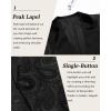 COOFANDY Mens Floral Tuxedo One Button Luxury Shiny Blazer Dinner Party Prom Wedding Suit Jacket(Black Paisley)