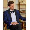 COOFANDY Mens Floral Tuxedo One Button Luxury Shiny Blazer Dinner Party Prom Wedding Suit Jacket(Blue Paisley)