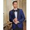 COOFANDY Mens Floral Tuxedo One Button Luxury Shiny Blazer Dinner Party Prom Wedding Suit Jacket(Blue Paisley)