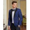 COOFANDY Mens Floral Tuxedo One Button Luxury Shiny Blazer Dinner Party Prom Wedding Suit Jacket(Blue Paisley)