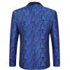 COOFANDY Mens Floral Tuxedo One Button Luxury Shiny Blazer Dinner Party Prom Wedding Suit Jacket(Blue Paisley Floral)