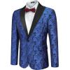 COOFANDY Mens Floral Tuxedo One Button Luxury Shiny Blazer Dinner Party Prom Wedding Suit Jacket(Blue Paisley Floral)