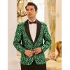 COOFANDY Mens Floral Tuxedo One Button Luxury Shiny Blazer Dinner Party Prom Wedding Suit Jacket(Green Floral)
