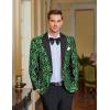 COOFANDY Mens Floral Tuxedo One Button Luxury Shiny Blazer Dinner Party Prom Wedding Suit Jacket(Green Floral)