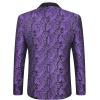 COOFANDY Mens Floral Tuxedo One Button Luxury Shiny Blazer Dinner Party Prom Wedding Suit Jacket(Purple Paisley)