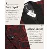 COOFANDY Mens Floral Tuxedo One Button Luxury Shiny Blazer Dinner Party Prom Wedding Suit Jacket(Red Floral)