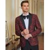 COOFANDY Mens Floral Tuxedo One Button Luxury Shiny Blazer Dinner Party Prom Wedding Suit Jacket(Red Floral)