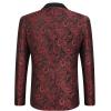 COOFANDY Mens Floral Tuxedo One Button Luxury Shiny Blazer Dinner Party Prom Wedding Suit Jacket(Red Floral)