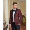 COOFANDY Mens Floral Tuxedo One Button Luxury Shiny Blazer Dinner Party Prom Wedding Suit Jacket(Red Floral)