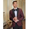 COOFANDY Mens Floral Tuxedo One Button Luxury Shiny Blazer Dinner Party Prom Wedding Suit Jacket(Red Paisley)