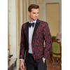 COOFANDY Mens Floral Tuxedo One Button Luxury Shiny Blazer Dinner Party Prom Wedding Suit Jacket(Red Paisley)