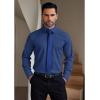 COOFANDY Men’s Formal Dress Shirt Hidden Button Front Wrinkle Free Shirt Regular Fit Stretch Business Casual Shirts(Deep Blue)