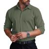 COOFANDY Men’s Formal Dress Shirt Hidden Button Front Wrinkle Free Shirt Regular Fit Stretch Business Casual Shirts(Olive Green)