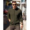 COOFANDY Men’s Full Zip Cardigan Sweater Slim Fit Cable Knitted Zip Up Sweater with Pockets(Army Green)
