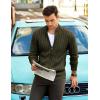 COOFANDY Men’s Full Zip Cardigan Sweater Slim Fit Cable Knitted Zip Up Sweater with Pockets(Army Green)