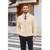 COOFANDY Men’s Full Zip Cardigan Sweater Slim Fit Cable Knitted Zip Up Sweater with Pockets(Beige)