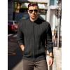 COOFANDY Men’s Full Zip Cardigan Sweater Slim Fit Cable Knitted Zip Up Sweater with Pockets(Black)