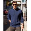 COOFANDY Men’s Full Zip Cardigan Sweater Slim Fit Cable Knitted Zip Up Sweater with Pockets(Blue)