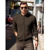 COOFANDY Men’s Full Zip Cardigan Sweater Slim Fit Cable Knitted Zip Up Sweater with Pockets(Brown)